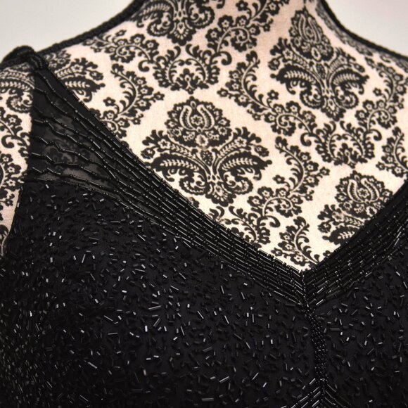 SOLD ON EBAY Scala Black Hand-Beaded Silk Formal Prom Dress Small - Picture 4 of 16
